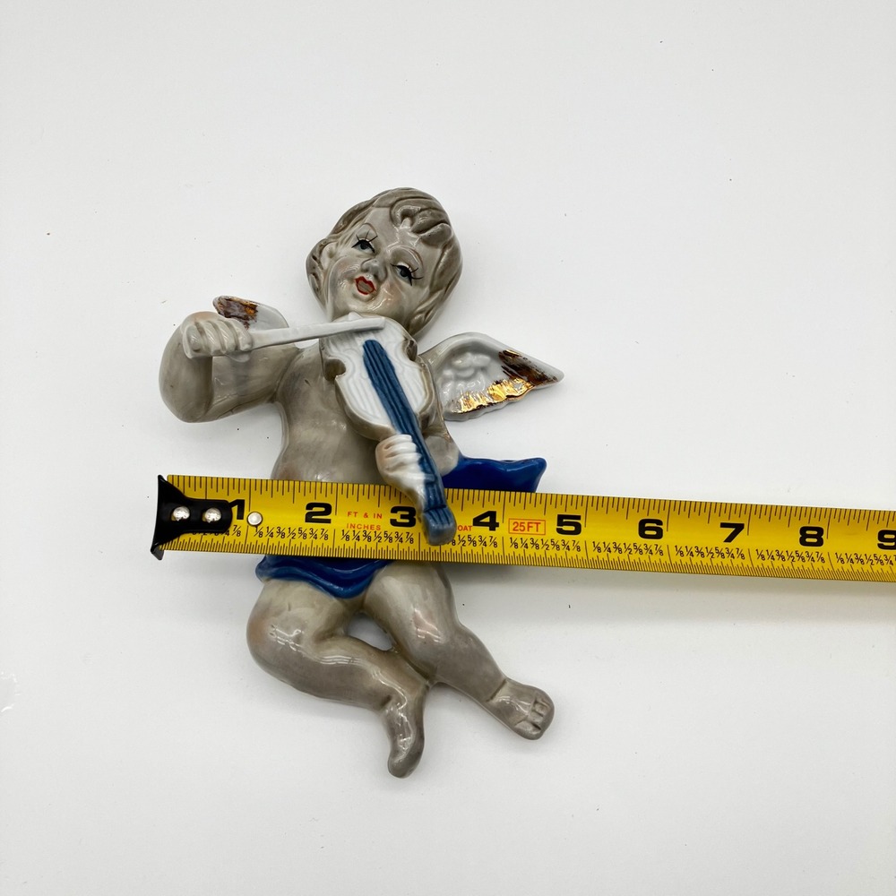 Vintage Goebel Hummel Ceramic Flying Cherub Wall Plaque Angel Violin AS IS - Picture 13 of 15